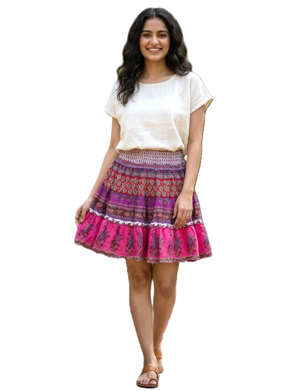 JASMINE KC Tiered Peasant Skirt. Size M